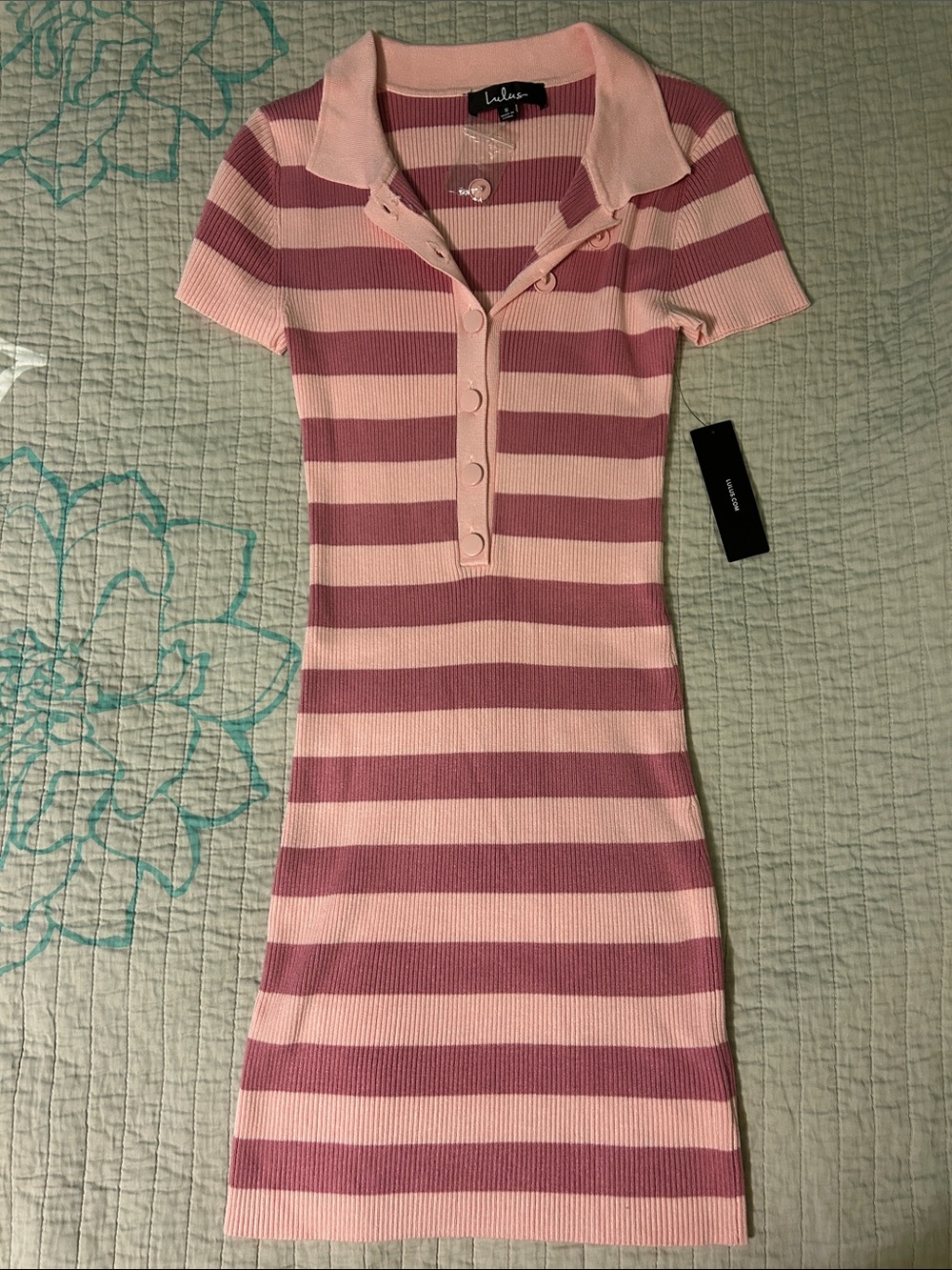 Lulu's Pink Striped Bodycon Shirt Dress